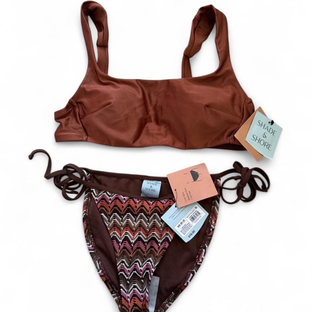 Shade & Shore Rust Bikini with Patterned Bottom